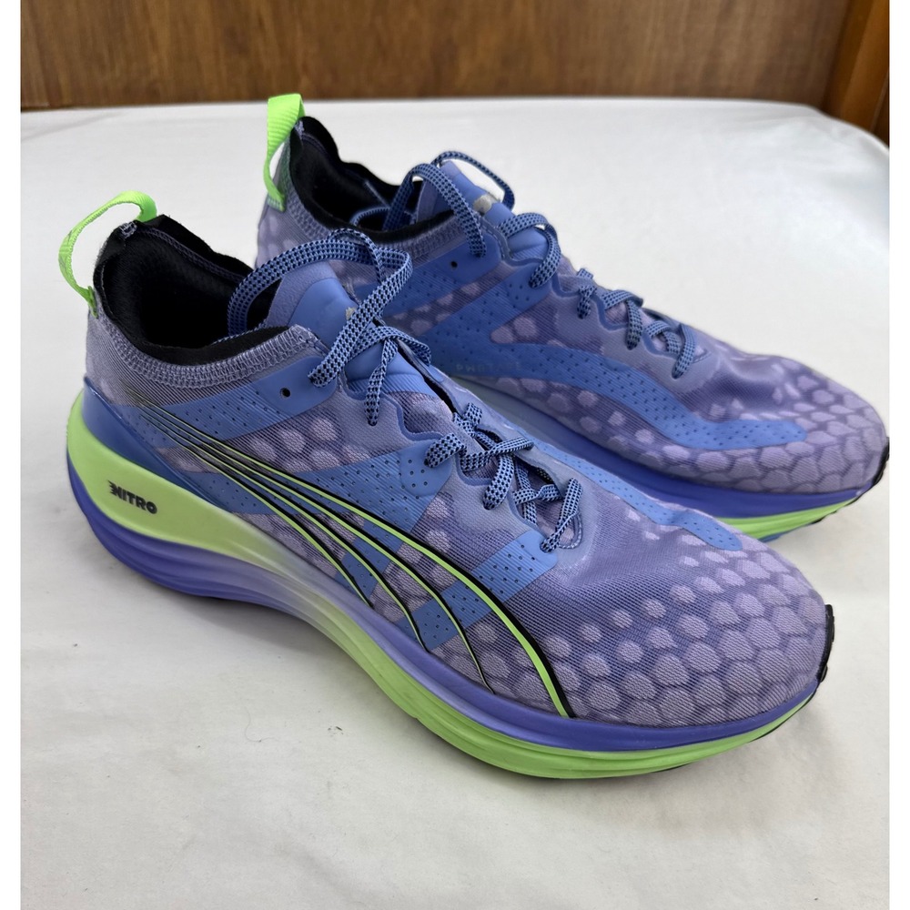 Puma ForeverRun Nitro Womens 10.5 Running Shoes Purple Lime Green 377758-02